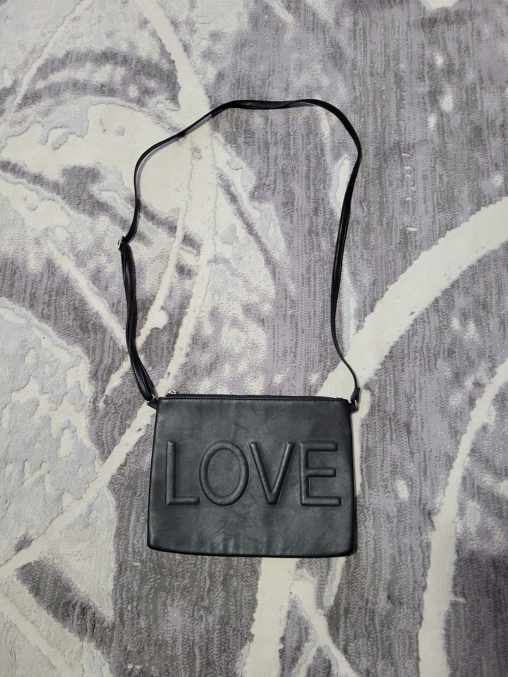 Black LOVE Embossed Crossbody Bag - Classic Women's Shoulder Bag By Rampage